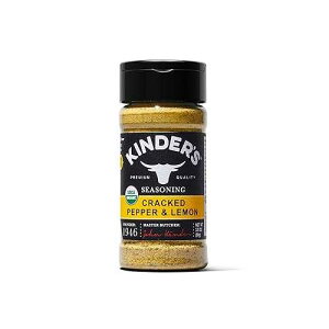 Kinder's Organic Cracked Pepper and Lemon, Premium Quality Seasoning, MSG Free and USDA Certified Organic, 3.5 oz Kinder's Organic Cracked Pepper and Lemon, Premium Quality Seasoning, MSG Free and USDA Certified Organ