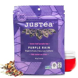 JusTea PURPLE RAIN Loose Leaf Purple Tea Recyclable Refill Pouch 40+ Cups (2.8oz) Very Low Caffeine Award-Winning Fair Trade Non-GMO JusTea PURPLE RAIN Loose Leaf Purple Tea Recyclable Refill Pouch 40+ Cups (2.8oz) Ver