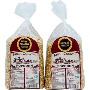 Amish Country Popcorn / 2 Lb Baby Yellow & 2 Lb Medium Yellow Kernels / Old Fashioned, Non-GMO and Gluten Free