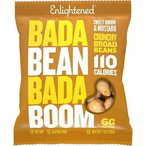 Enlightened Bada Bean Bada Boom - Plant-Based Protein, Gluten Free, Vegan, Crunchy Roasted Broad (Fava) Bean Snacks, 110 Calories per Serving, Onion & Mustard,1 Ounce (Pack of 24) Enlightened Bada Bean Bada Boom