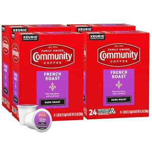 Community Coffee French Roast 96 Count Coffee Pods, Extra Dark Roast, Compatible with Keurig 2.0 K-Cup Brewers, 24 Count (Pack of 4)