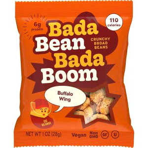 Enlightened Bada Bean Bada Boom - Plant-Based Protein, Gluten Free, Vegan, Crunchy Roasted Broad (Fava) Bean Snacks, 110 Calories per Serving, Buffalo Wing, 1 Ounce (Pack of 24) Enlightened Bada Bean Bada Boom -