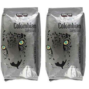 �J�[�N�����h �V�O�l�`���[ �R�����r�A �X�v���� �S���R�[�q�[�A3 �|���h (2 �p�b�N) Kirkland Signature Colombian Supremo Whole Bean Coffee, 3 Pound (2 Pack)