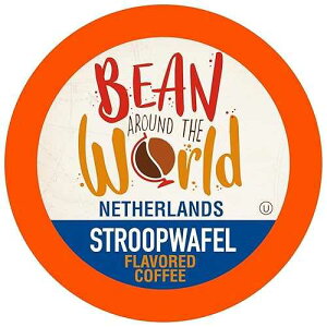 Bean Around The World �t���[�o�[�R�[�q�[ 2.0 �L���[���O K �J�b�v �u�����[�Ή� �X�g���[�v���b�t�� 40 �J�E���g (1 �p�b�N) Bean Around The World Flavored Coffee Compatible With 2.0 Keurig K Cup Brewers, Stroopwafel, 40 C