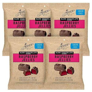 Asher's Chocolates, Sugar Free Dark Chocolate Raspberry Jellies, Diabetic Friendly Chocolate, Small Batches of Kosher Chocolate, Family Owned Since 1892 (5 Bags, Dark Chocolate Raspberry)