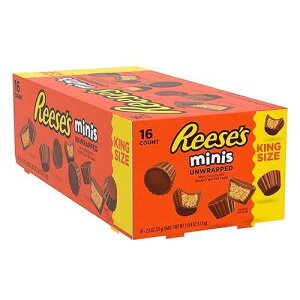 REESE'S �`���R���[�g�s�[�i�b�c�o�^�[�L�����f�B�[�A�~�j�A�L���O�T�C�Y (16 �p�b�N) REESE'S Chocolate Peanut Butter Candy, Minis, King Size (Pack of 16)