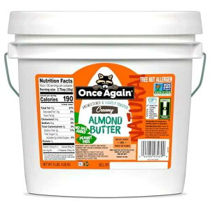 Once Again Creamy Natural Almond Butter No Sugar, Lightly Toasted - 9 Pound Bucket (Same as 9 Jars) of Single Ingredient Nut Butter, No Palm Oil, No Salt - Non-GMO, Gluten Free, Vegan Once Again Creamy Natural A