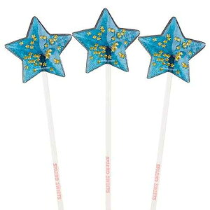 Sparko Sweets Sparkly Navy Star Lollipops, Blue Raspberry Flavor, 2 Diameter, 2 lbs, 24 Count, Handcrafted in the USA - Perfect for Parties, Baby Showers, and Events