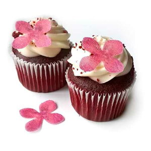 Deco Machine 24 Pink Flower Flat Edible Wafer Paper Flowers, 1.25 Cake Cupcake Toppers, General Use, Casual Gathering, Celebration, Party