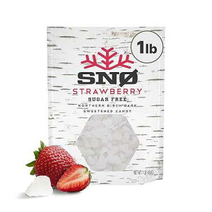 SNO Strawberry Xylitol Candy Chips | Oral Health Support | Pure Birch Xylitol | Sugar-Free, Low-Carb, Diabetic-Friendly | Vegan, Non-GMO, Gluten-Free, Kosher, Keto-friendly (1 LB Bag)