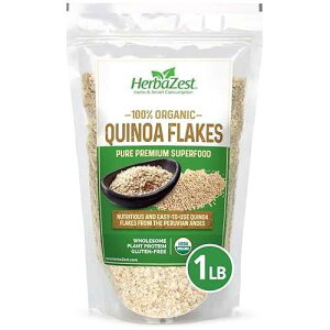 HerbaZest Quinoa Flakes Organic 1 LB USDA Certified, Vegan & Gluten Free Superfood Perfect with Yogurt, Cereal, Smoothies, Granola & Desserts
