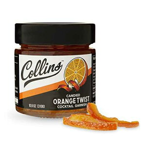 Collins Chicago Collins Candied Fruit Orange Peel Twist in Syrup, Popular Cocktail Garnish for Skinny Margarita, Martini, Mojito, Orange Peel for Old Fashioned Drinks, Baking, Desserts, Salad, 10.9 oz