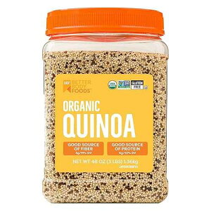 BetterBody Foods Organic Quinoa, Vegan, Gluten Free, Low Glycemic Rice Replacement, 3 Lb