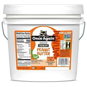 Once Again Natural, Crunchy Peanut Butter, 9lb Bucket (same as 9 jars)- Salt Free, Unsweetened - Gluten Free Certified, Vegan, Kosher, Non-GMO Verified Once Again Natural, Crunchy Peanut Butter, 9lb Bucket (same