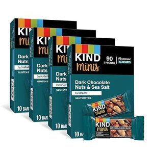KIND Bar Mini�A�_�[�N�`���R���[�g�i�b�c���V�[�\���g�A�O���e���t���[�A100�J�����[�A�ᓜ�A80�� KIND Bar Minis, Dark Chocolate Nuts & Sea Salt, Gluten Free, 100 Calories, Low Sugar, 80 Count