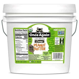 Once Again Organic Creamy Peanut Butter, 9lb Bucket (same as 9 jars) - No Stir - Lightly Sweetened & Salted - USDA Organic, Gluten Once Again Organic Creamy Peanut Butter, 9lb Bucket (same as 9 jars) - No Stir