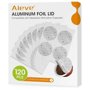 Aieve 120Pcs Aluminum Foil Seals Lid for Reusable Nespresso Pods Vertuo Compatible with Nespresso Refillable Capsule