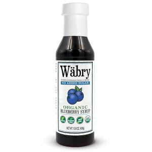 Wabry Wabry Blueberry Syrup No Added Sugar ? 13.8oz (390g), Natural Fruit Flavor Organic Snow Cone Syrup Sweetened with Stevia & Erythritol for Shaved Ice, Waffles, Ice Cream, Tea, Non-GMO, Dye-Free & Vegan