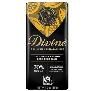 Divine Chocolate Bars - 70% Dark Chocolate - Made with Fairtrade Cocoa, Natural Ingredients, No Artificial Flavors 3oz. Bars (12 Pack)