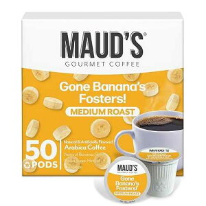 Maud's Banana Flavored Coffee Pods, 50 ct, Medium Roast Flavored Coffee in Recyclable Single Serve Pods ? 100% Arabica Beans, Compatible with Keurig K Cups Maker