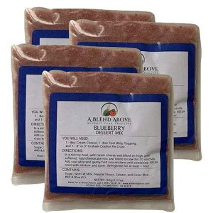 Bek Brands A Blend Above Blueberry Blue No Bake Dessert Mix - All Natural, Gluten Free, No MSG - Instant Dessert Mix, Fruit Dip, Bagel Topping, Frosting, Cheesecake Filling - Easy to Make - Pack of 4