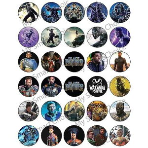 NATURAL BEHAVIOUR 30 x Edible Cupcake Toppers Themed of Jungle Warrior Panther Collection of Edible Cake Decorations | Uncut Edible on Wafer Sheet