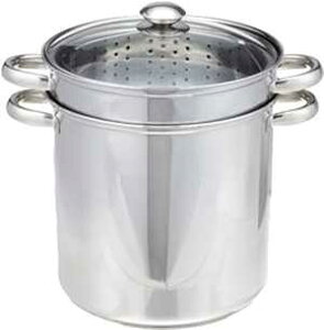 EXCELSTEEL 4 �_ 18/10 �X�e�����X�X�`�[�� �}���`�������Z�b�g �J�v�Z�����x�[�X�t�� 12 �N�H�[�g EXCELSTEEL 4 Piece 18/10 Stainless Steel Multi-Cookware Set With Encapsulated Base, 12 Qt