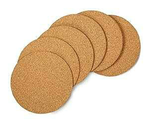 Hygloss Products 天然コルクコースター - 3mm 環境に優しい吸収性ソーサー コーヒー、カップ、ワイン、ドリンクグラス用 - 6インチ、6個セット Hygloss Products Natural Cork Coasters - 3mm Eco Friendly Absorbent S