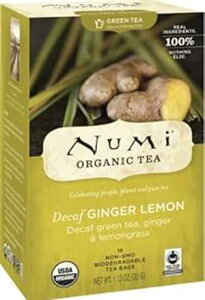 Numi I[KjbN eB[ fJtF WW[ AeB[obO 16  (3 pbN) fJtFΒ (pbP[W͈قȂꍇ܂) Numi Organic Tea Decaf Ginger Lemon, 16 Count Box of Tea Bags (Pack of 