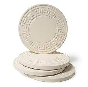 CoasterStone Coaster Stone Absorbent Stone Coasters, 4-1/4-Inch, Greek Key Set of 4