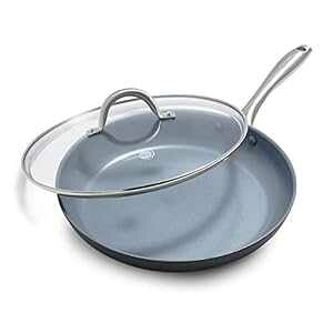 GreenPan Lima Hard Anodized Healthy Ceramic Nonstick 12 Frying Pan Skillet with Lid, PFAS-Free, Oven Safe, Gray