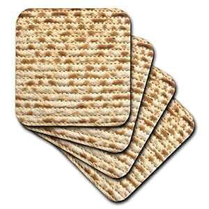 3dRose CST_112943_2 Matzah Bread Texture Photo-for Passover Pesach-Funny Jewish Humor-Humorous Matzo Judaism Food-Soft Coasters, Set of 8