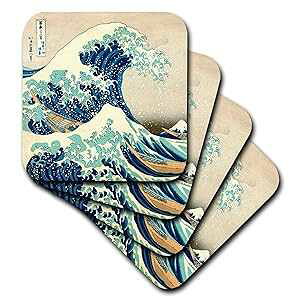 3dRose {̃A[eBXgkւɂ_ސ쉫Q - h}`bNȐC I[V Gvg 1830 - \tgR[X^[A4 Zbg (CST_155631_1) 3dRose The Great Wave Off Kanagawa by Japanese Artist