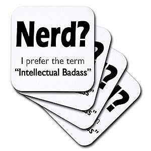 3dRose CST_193433_1 I^NBmIBB\tgR[X^[ 4Zbg 3dRose CST_193433_1 Nerd. Intellectual Badass. Black. Soft Coasters, Set of 4
