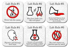 ʔȊwR[X^[Zbg ? {[ ? 6s[XZbg ? lIv ? j[͊܂܂܂ Funny Science Coaster Set - Lab Rules - 6 Piece Set - Neoprene - Neurons Not Included
