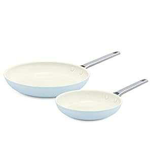 GreenPan Padova Hard Anodized Healthy Ceramic Nonstick, 8" and 10" Frying Pan Skillet Set, PFAS-Free, Dishwasher Safe, Light Blue