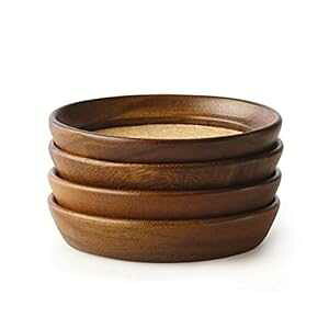 Kamenstein 4 Piece Set, Natural Acacia Wood and Cork Stackable Coasters, Set of 4