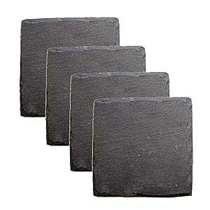 ЂXNGAX[gR[X^[A_XNGAR[X^[AxxbgntX[gAe[uƕ\ʂیAubNA4Zbg Twine Square Slate Coasters, Modern Square Coasters, Slate wit