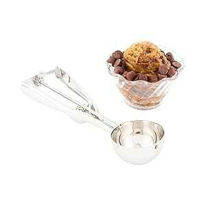 Restaurantware Met Lux 1.9 Ounce Gelato Scoop 1 Ambidextrous Ice Cream Scoop - Built-In Blade Dishwashable Stainless Steel Cookie Dough Scoop Comfortable Grip For All Ingredients