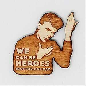 q[[Ygr[gs We Can Be Heroes 背[U[Jbgؐu[` Telestic Design Heroes Tribute Pin We Can Be Heroes Hand Made Laser-Cut Wood Brooch