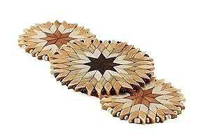 Set of 3 Small Handmade Wooden Trivets for Hot Dishes - Two 6 and one 7- Coasters and Hot Pads - Great Kitchen Gift Idea - by SPL Woodcraft Ukraine