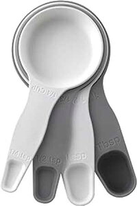White/Gray Mixed, Storage Theory 4 Piece set of 2-in-1 Combo Measuring Cup & Spoon Kitchen Tools, White/Grey