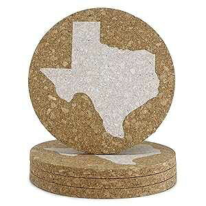 eLTX R[X^[ Zbg RN 3.5 C` R[X^[ - eLTX R[X^[ 4  eLTX Mtg Texas Love Texas Coaster Set Cork 3.5 Inch Coasters - 4 Texas Coasters Texas Gift