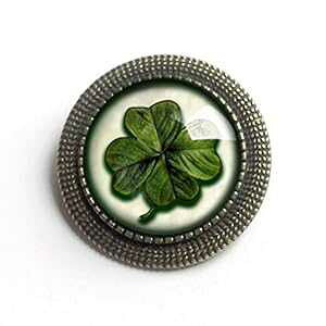 �r�N�g���A�� �V�������b�N �t�f�R�p�[�W�� �u���[�` The Divine Iguana Victorian Shamrock Reversed Decoupage Brooch