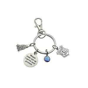 Police Academy Graduation Keychain in Silver Stainless Steel. Police Academy Graduation Gifts for Men or Women. Police Gifts MOM & THREE DAUGHTERS Police Academy Graduation Keychain in Silver Stainless Steel. Police Academy