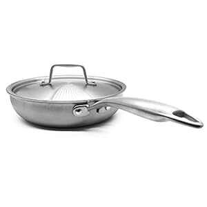 Fortune Candy 8C` tCp Wt 3wXLbg 18/8 XeXX`[ H􂢋@Ή IHΉ Vo[ Fortune Candy 8-Inch Fry Pan with Lid, 3-ply Skillet, 18/8 Stainless Steel, Dishwasher Safe, Induction Ready