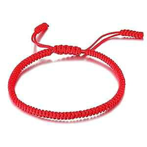 LAMIBEE Red Lucky Bracelet, Red Bracelet For Protection, Red Hand Braided Rope Thread, Surfer Bracelet, Wrist Wrap Bracelet, String Rope Bracelet for Him Her, Women Men (Red)