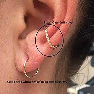 カフイヤリング フープジュエリー 女性用 ピアス不要 非ピアス耳OK 16g 10mm ハグ軟骨フープ EllieJMaui Cuff Earring Hoop Jewelry for Women, No Piercing Necessary, Non Pierced Ears OK 16g 10mm Hugging Cartilage Hoops