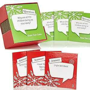Squirrel Products Guess That Carol Holiday Trivia Coasters, Set of 20 Christmas Themed Drink Coasters, Conversation Starter Cards for Family Gatherings and Holiday Parties