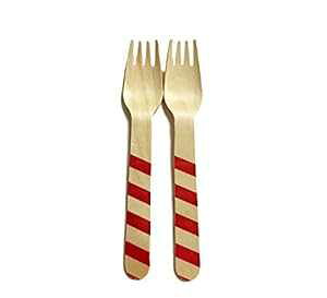 ĝĖؐtH[N bhXgCv - tH[N 158 bhXgCvp^[A6 C` (48 pbN) Perfect Stix Disposable Wooden Forks with Red Stripes - Fork 158 Red Striped Pattern, 6" (Pack of 48)